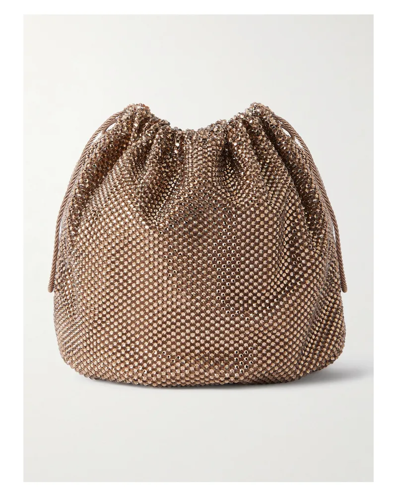 Saint Laurent Crystal-embellished Mesh Pouch - Brown Brown