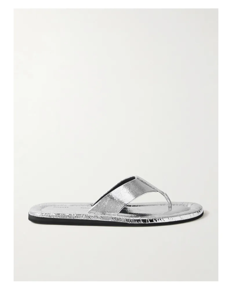 Proenza Schouler Cooper Zehensandalen Aus Metallic-leder In Knitteroptik - Silber Silber
