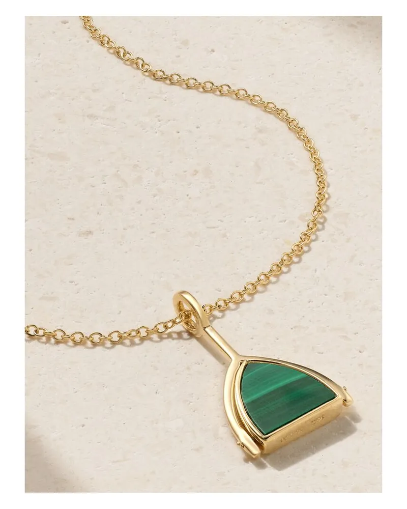 MATEO Flip Kette Aus 14 Karat Gold Mit Malachit Und Diamant Gold