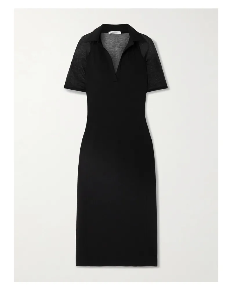 Max Mara Artello Midikleid Aus Stretch-jersey Und Jersey Aus Einer Baumwollmischung - Schwarz Schwarz