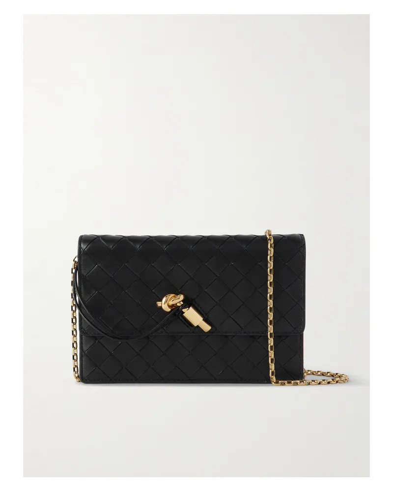 Bottega Veneta Intrecciato Leather Pouch - Black Black
