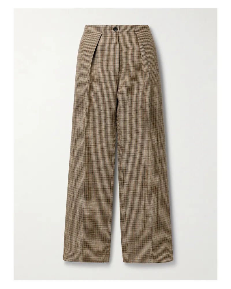 Acne Studios Bundfaltenhose Mit Weitem Bein Aus Einer Karierten Leinenmischung - Braun Braun
