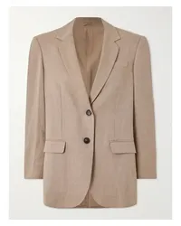 Brunello Cucinelli Blazer aus Einer Leinen-wollmischung Braun