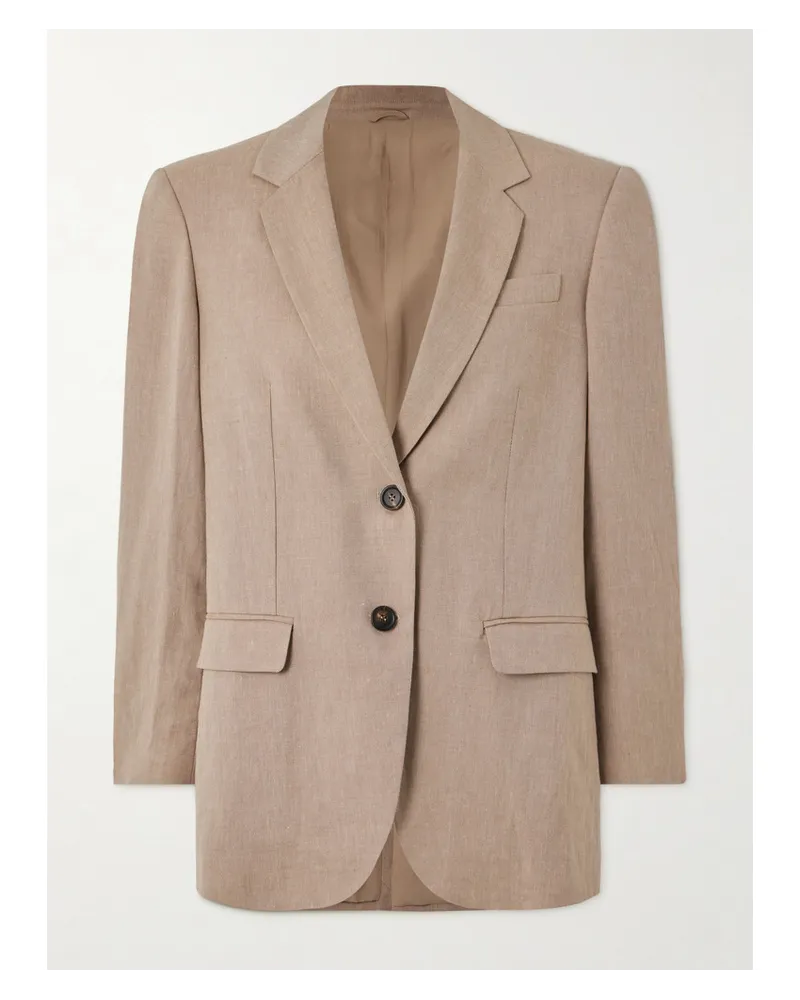 Brunello Cucinelli Blazer aus Einer Leinen-wollmischung Braun