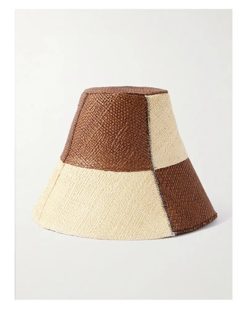 Johanna Ortiz Artesano Heaven And Earth Fischerhut Aus Stroh Mit Karomuster - Braun Braun