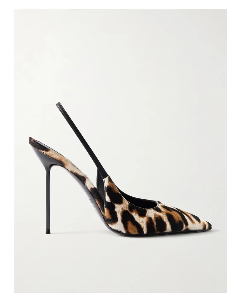 Paris Texas Lidia Leather-trimmed Leopard-print Calf-hair Slingback Pumps - Animal Print Animal