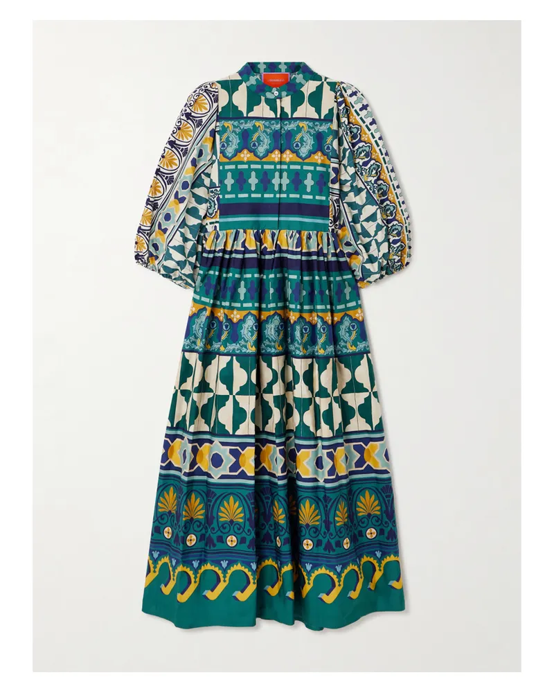 La DoubleJ Portofino Maxikleid Aus Baumwollpopeline Mit Falten - Mehrfarbig Mehrfarbig