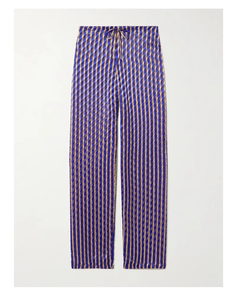 Dries van Noten Hose Mit Geradem Bein Aus Devoré-samt Mit Streifen - Lila Lila