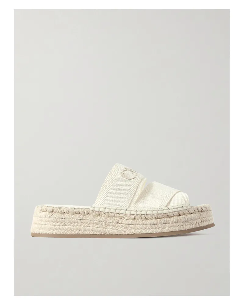 Chloé Mila Espadrilles Aus Canvas Mit Logostickerei - Wollweiß Wollweiß