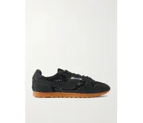 Windspin Suede-trimmed Mesh Sneakers - Black
