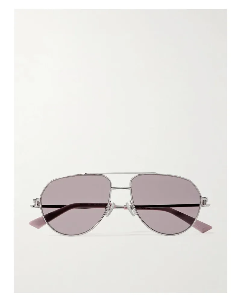 Bottega Veneta Silberfarbene Pilotensonnenbrille Silber