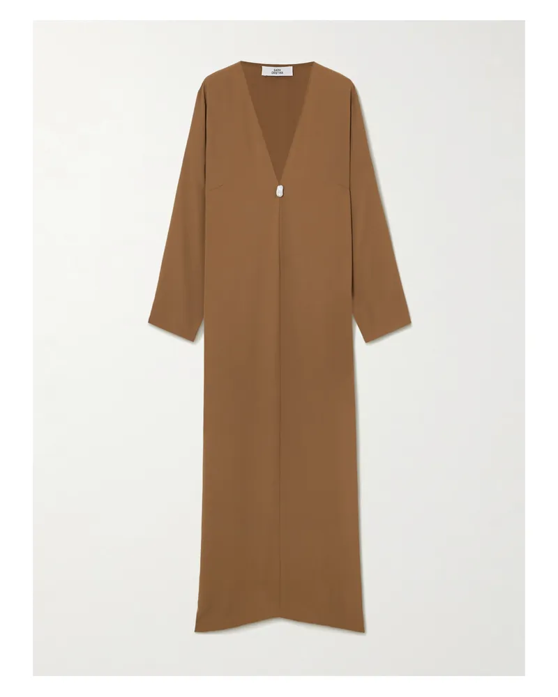 Sara Cristina Kaftan Aus Seiden-crêpe Mit Perlenverzierung - Gold Gold