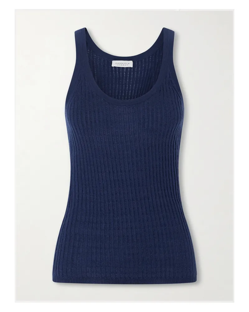 Gabriela Hearst Nevin Tanktop Aus Einer Kaschmir-seidenmischung In Geripptem Pointelle-strick - Blau Blau