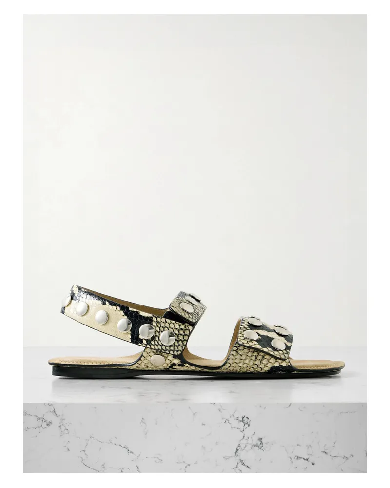 KHAITE Boden Studded Snake-effect Leather Sandals - Animal print Animal