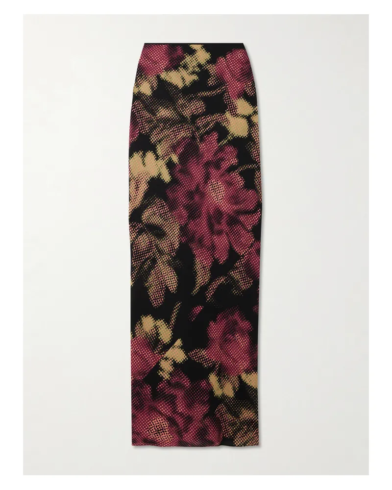 Dries van Noten Maxirock Aus Crêpe Mit Blumenprint - Burgunder Burgunder