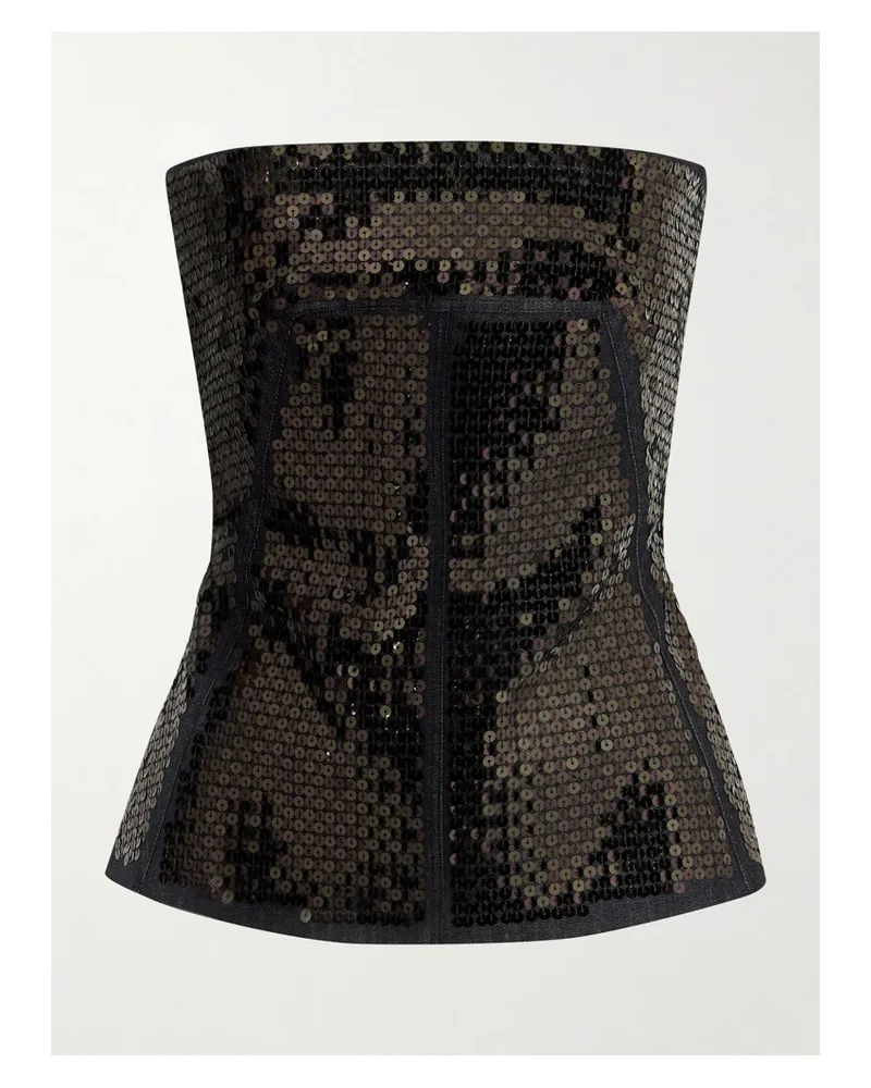 Rick Owens Sequined Denim Top - Metallic Metallic