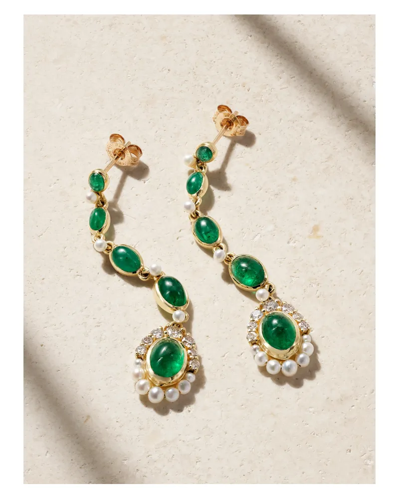 Amrapali Navratna Ohrringe Aus 18 Karat Gold Mit Mehreren Steinen - Grün Grün