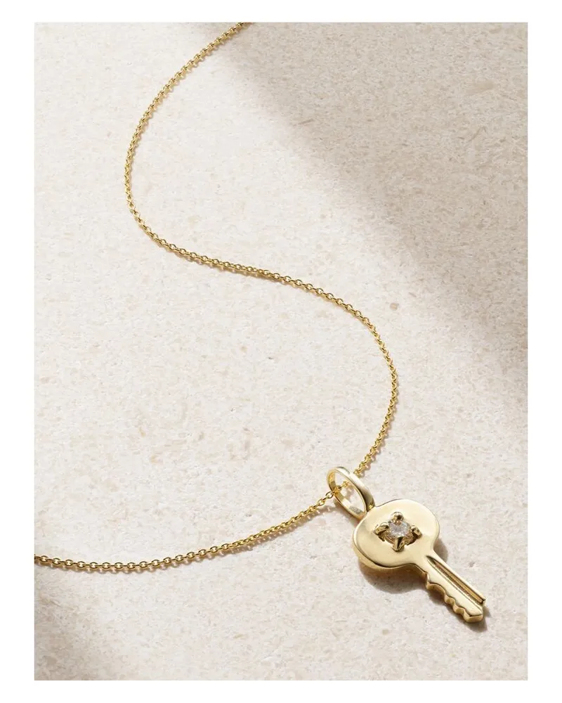 Stone & Strand Home Sweet Home Kette Aus 10 Karat Gold Mit Diamant Gold