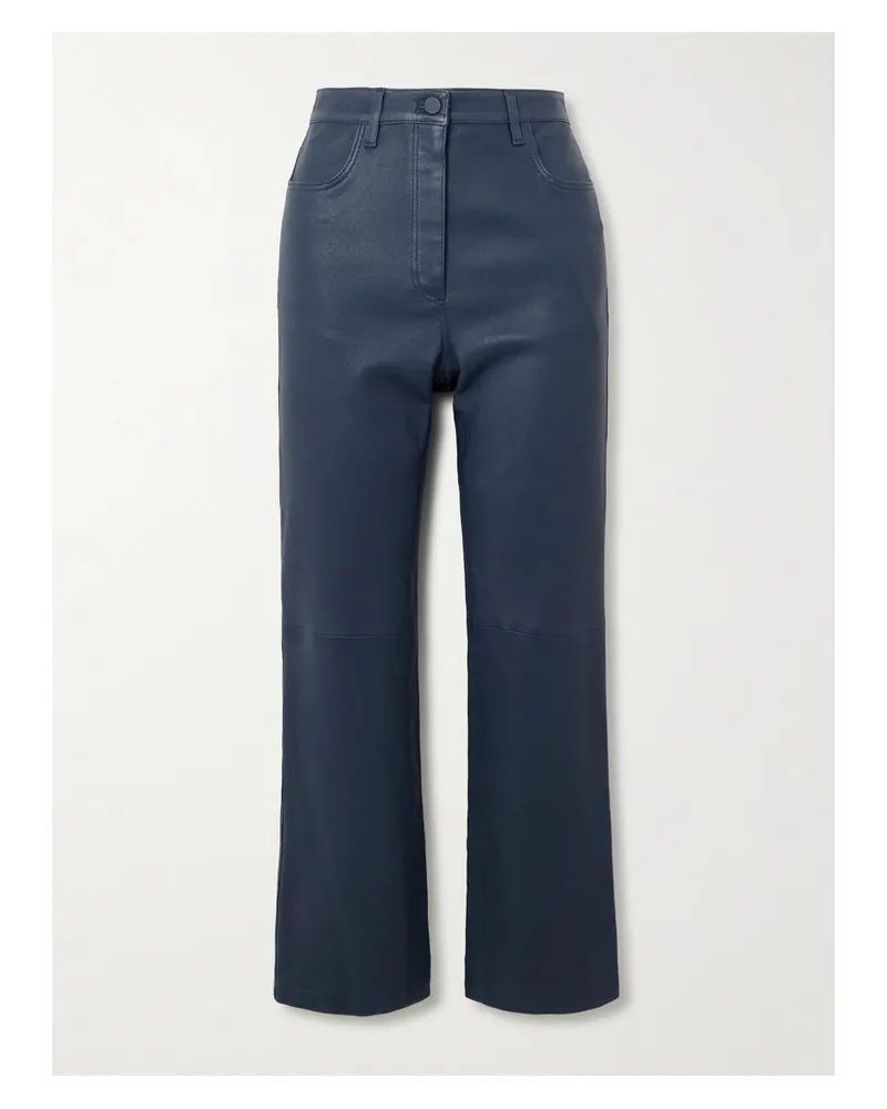 Joseph Duke Cropped Leather Flared Pants - Blue Blue
