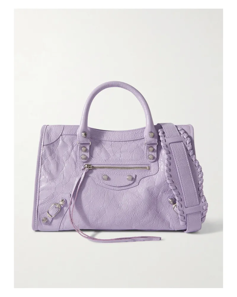 Balenciaga Le City Small Embellished Textured-leather Tote - Purple Purple