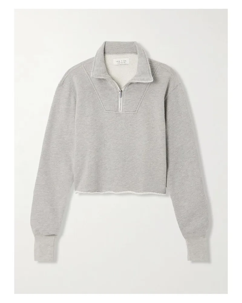 LES TIEN Haley Verkürztes Sweatshirt Aus Baumwoll-jersey Mit Reißverschluss - Grau Grau