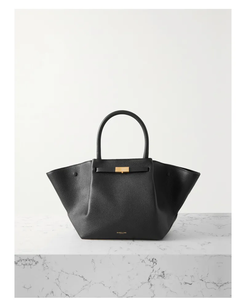 DeMELLIER New York Midi Textured-leather Tote - Black Black