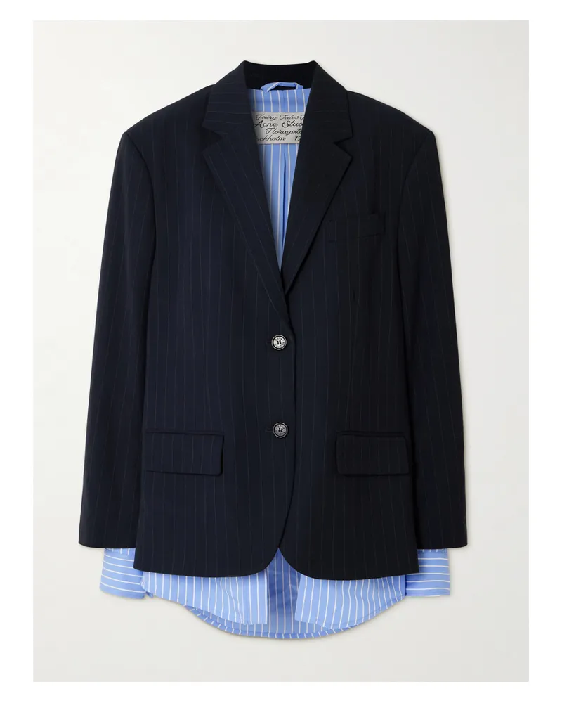 Acne Studios Layered Striped Twill Blazer - Blue Blue