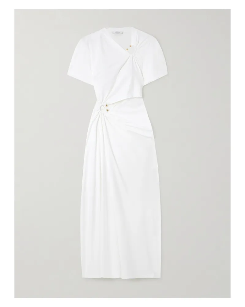 Paco Rabanne Embellished Cutout Jersey Midi Dress - White White