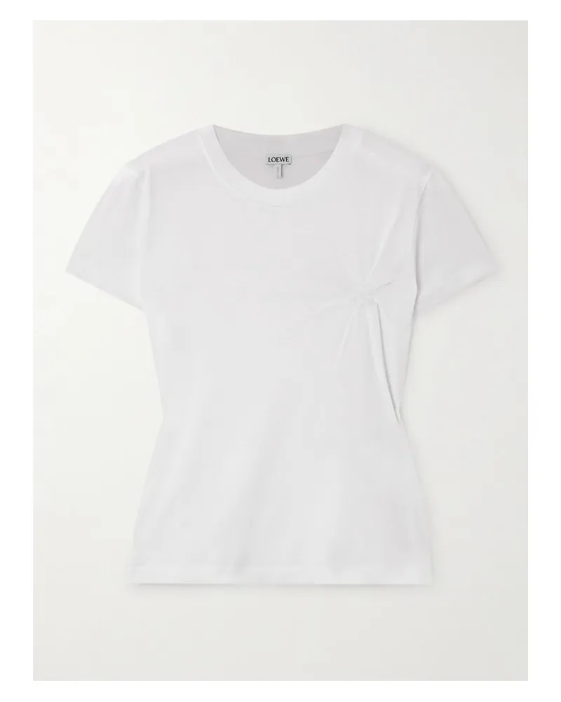 Loewe T-shirt Aus Einer Piqué Aus Einer Baumwollmischung Mit Raffungen Und Stickerei - Weiß Weiß