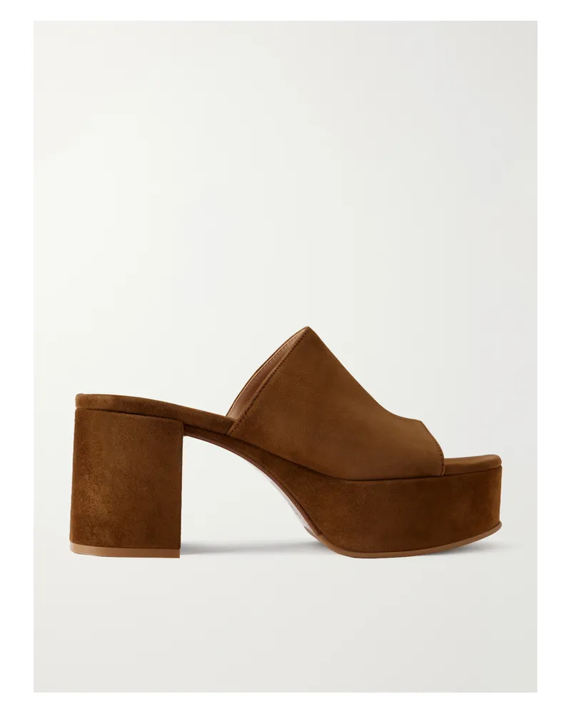 Gianvito Rossi Suede Platform Mules - Brown Brown
