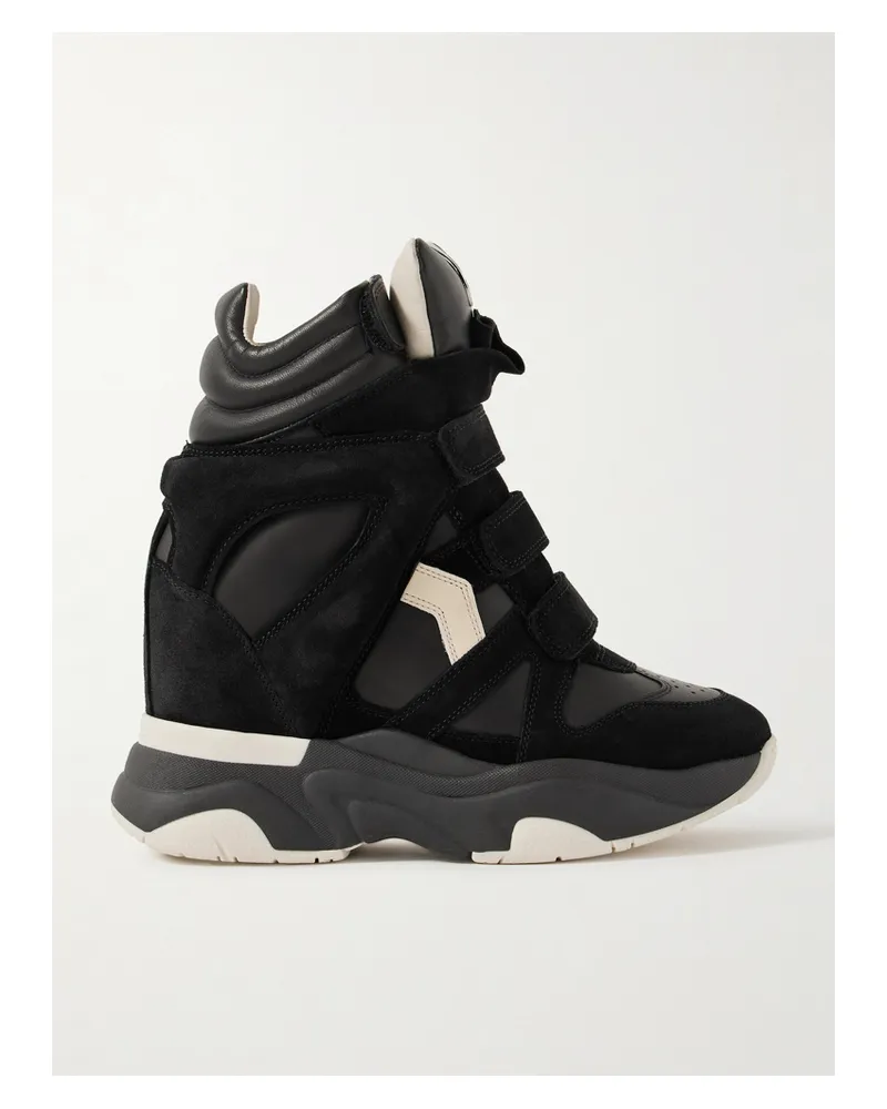 Isabel Marant Balskee Leather And Suede High-top Wedge Sneakers - Black Black