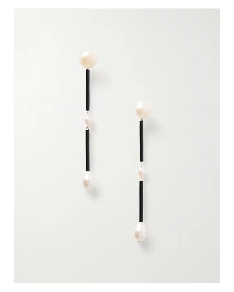 Sophie Buhai Medium Osiris Silver, Pearl And Glass Earrings - Black Black
