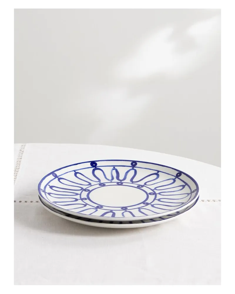 THEMIS Z Kyma Dessertteller Aus Bemaltem Porzellan - Blau Blau