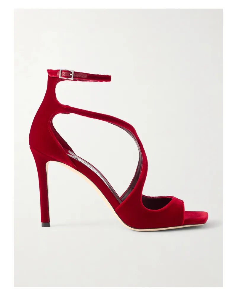 Jimmy Choo Azia 95 Sandalen Aus Samt - Rot Rot