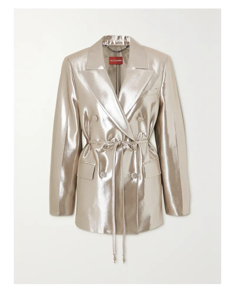 Altuzarra Hattson Doppelreihiger Blazer Aus Metallic-satin - Silber Silber
