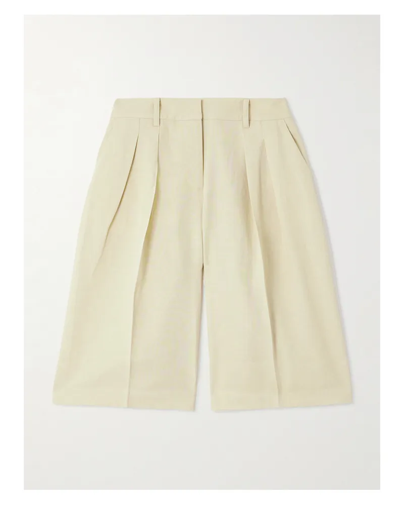 FRANKIE Shop Bilbao Shorts Aus Einer Lyocell-leinenmischung Mit Falten - Neutral Neutral