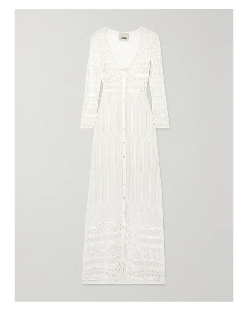 Isabel Marant Atedy Maxikleid Aus Einer Baumwollmischung In Pointelle-strick - Weiß Weiß