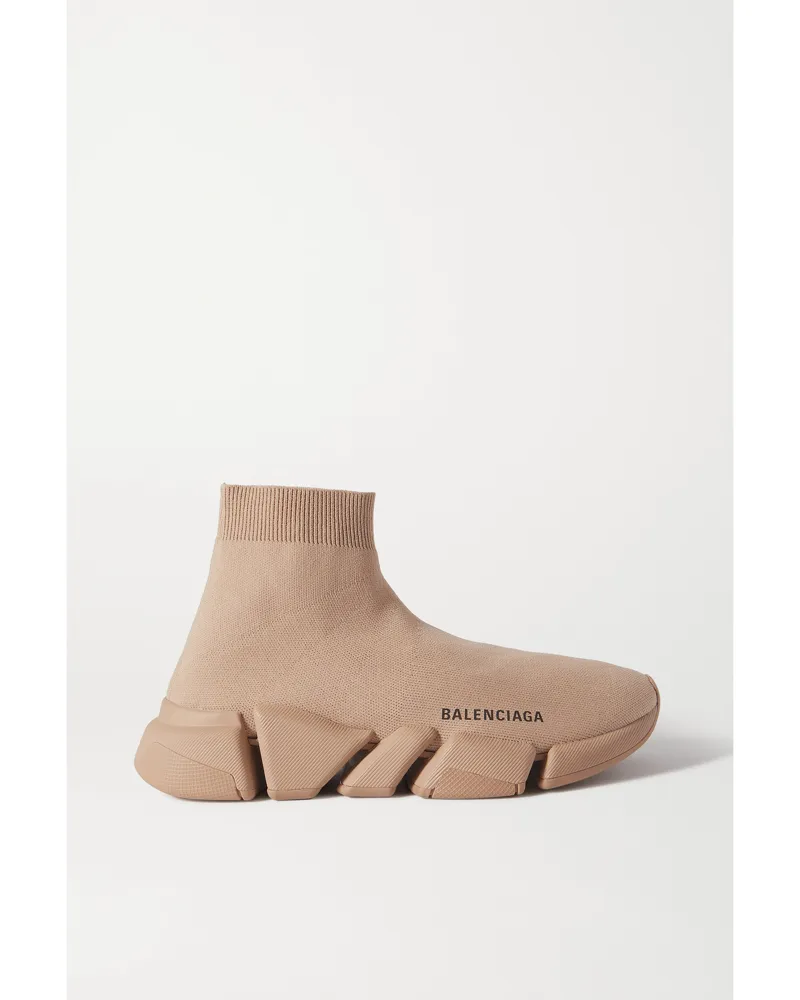 Balenciaga Speed 2.0 Stretch-knit High-top Sneakers - Neutrals Neutrals