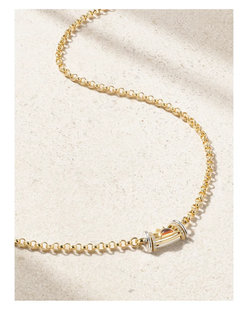 L’Atelier Nawbar Warrior Dawn Kette Aus 18 Karat Gelbgold Und Rhodiniertem Weißgold Mit Granat Und Diamanten Gold
