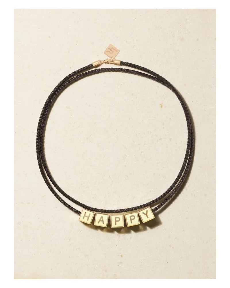 Lauren Rubinski Kette Aus Leder Mit Details Aus 14 Karat Gold Und Emaille Gold