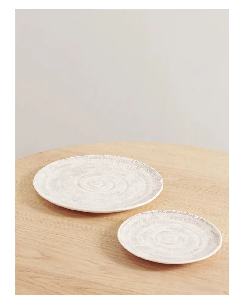 Brunello Cucinelli Set Aus Zwei Glasierten Keramiktellern - Wollweiß Wollweiß