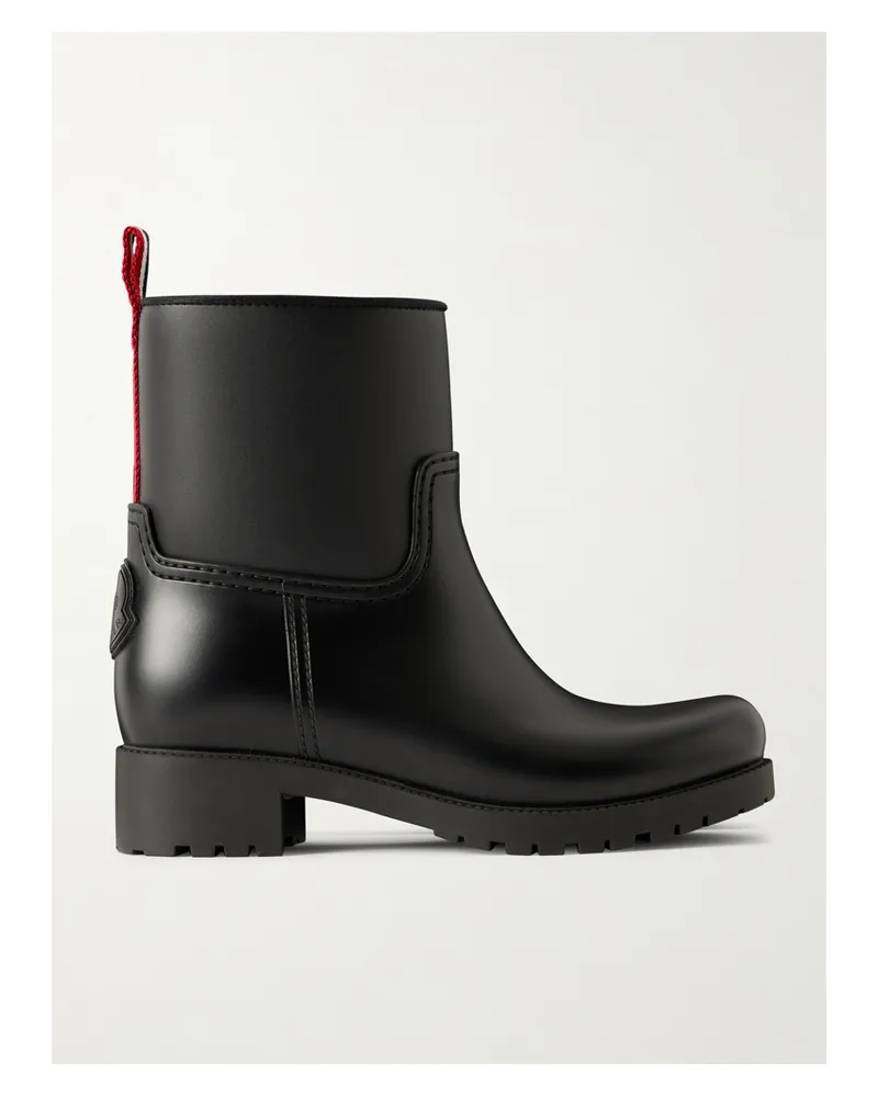 Moncler Ginette Grosgrain-trimmed Rubber Rain Boots - Black Black