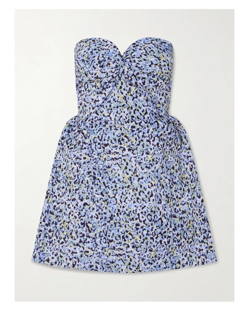 Kika Vargas Rossy Minikleid Aus Bedrucktem Twill Mit Raffungen - Blau Blau