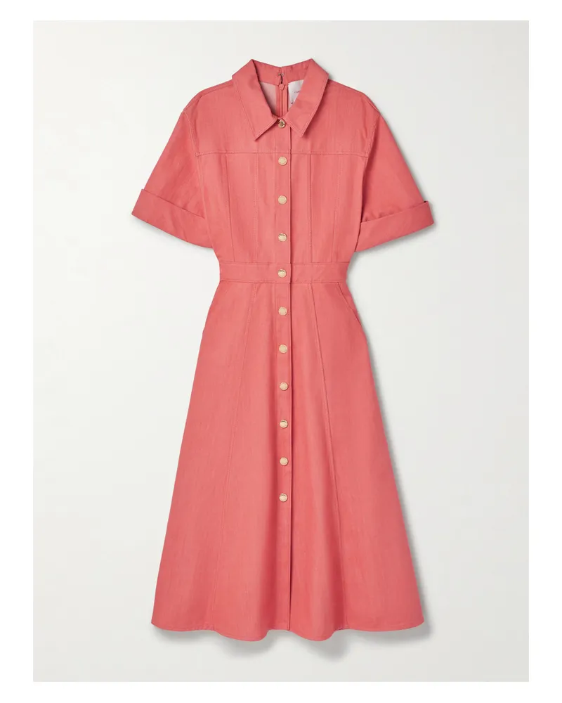 Carolina Herrera New York Denim Midi Shirt Dress - Orange Orange