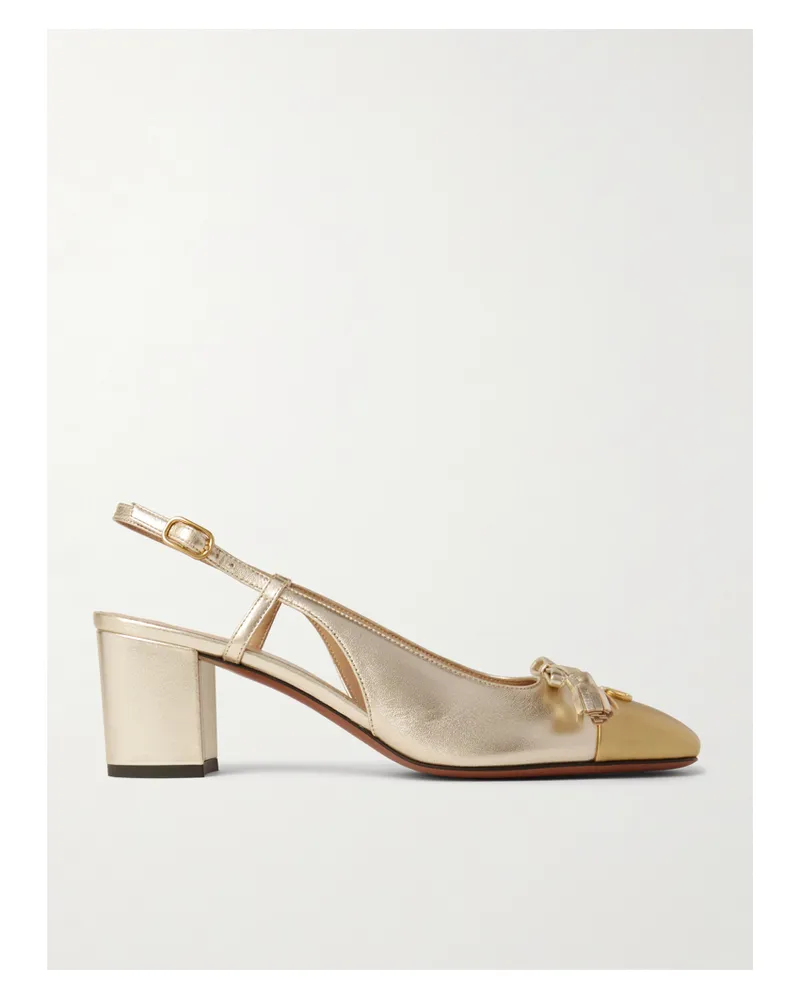 Valentino Garavani Valet Du Roi 60 Zweifarbige Slingback-pumps Aus Metallic-leder Mit Troddeln - Gold Gold