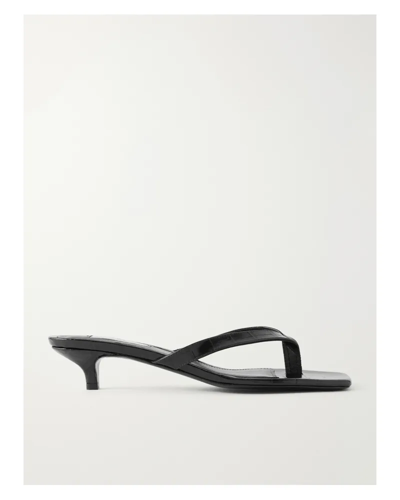 Totême Croc-effect Leather Sandals - Green Green