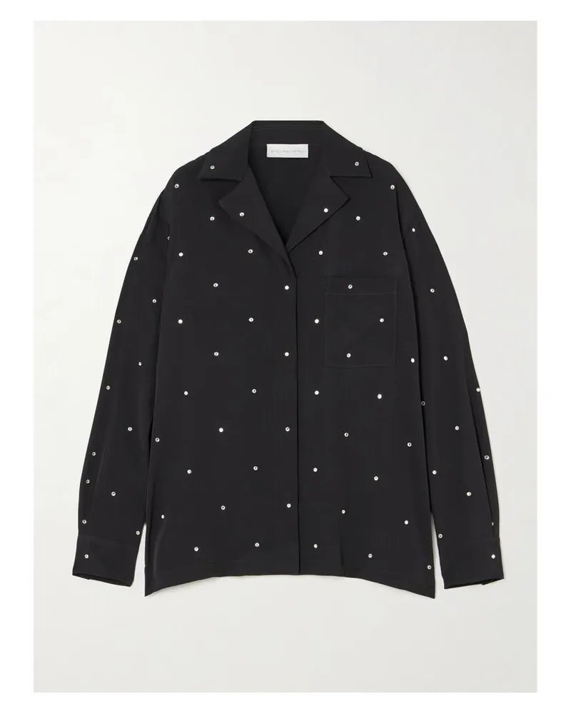 Stella McCartney Hemd Aus Crêpe Mit Kristallen - Schwarz Schwarz