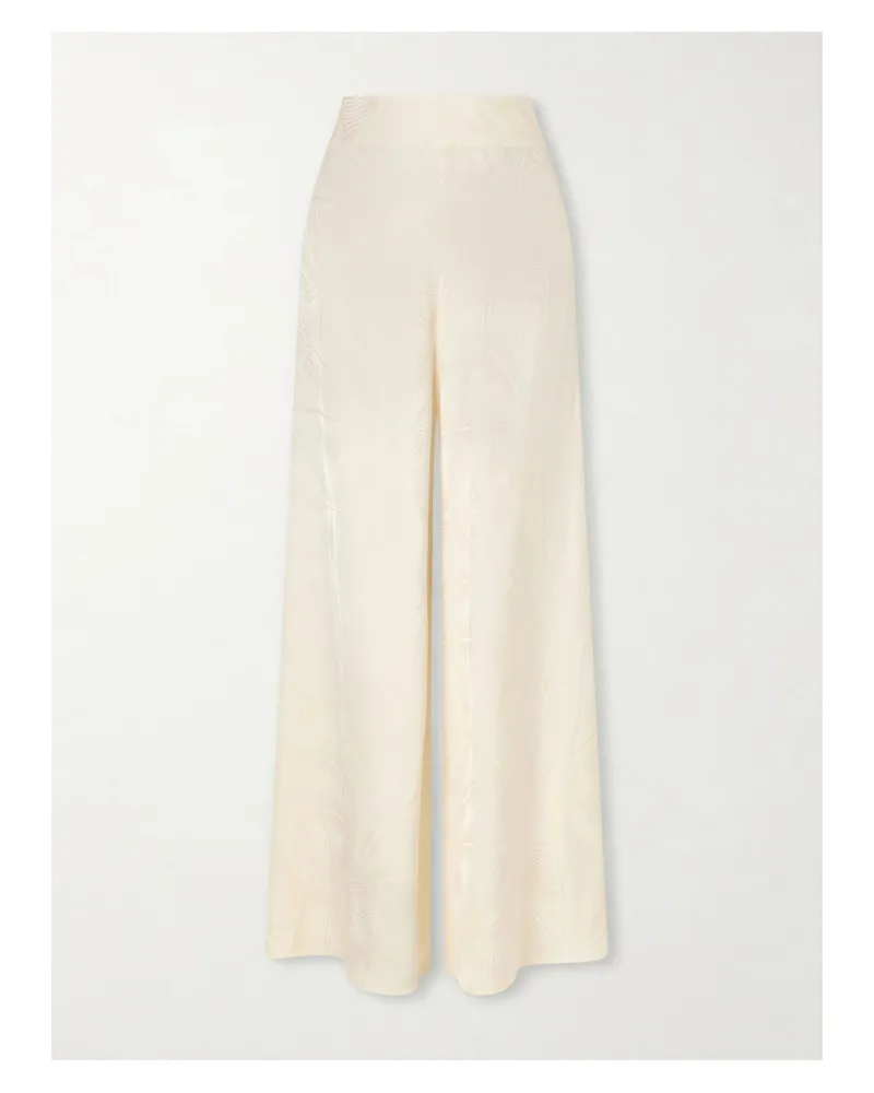 Johanna Ortiz Musical Satin Jacquard Wide-leg Pants - Neutrals Neutrals