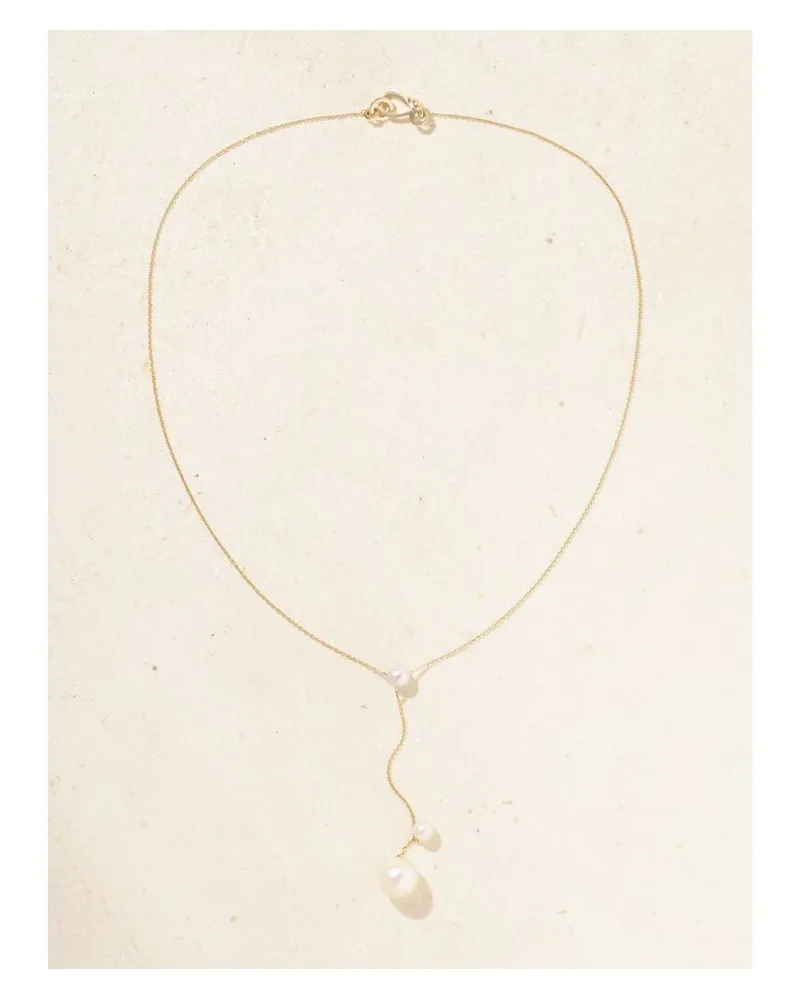 Sophie Bille Brahe Trois Moon Kette Aus Recyceltem 14 Karat Gold Mit Perlen Gold