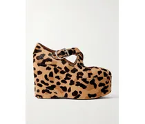110 Leopard-print Calf Hair Platform Wedge Pumps - Animal print